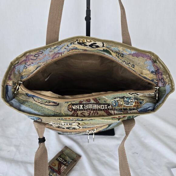 Route US 66 Tote Landscaped Multi-Color Zipper Closure Canvas 14" x 12" x 5" - Picture 3 of 16